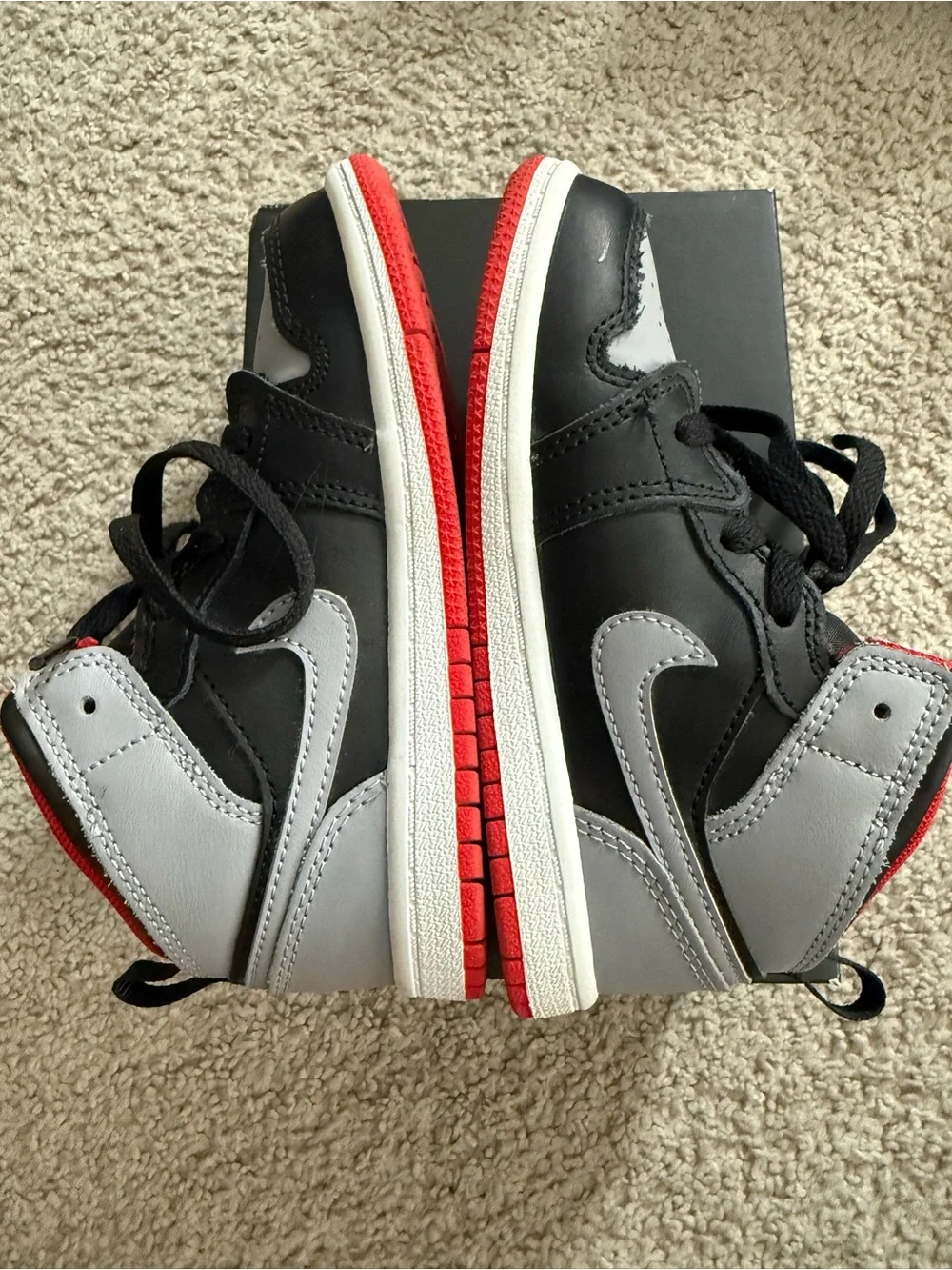 Nike Kids High-Top Sneakers in Black, Gray & Red